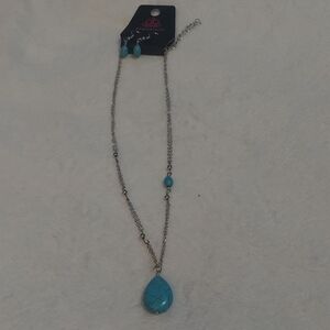 5/$12 Chic Blue and Silver Necklace with Pendant
